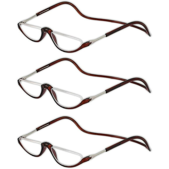 3 Pack Magnetic Reading Glasses for Men & Women - Adjustable Temple Computer Readers-Reading Glasses with Neck Strap