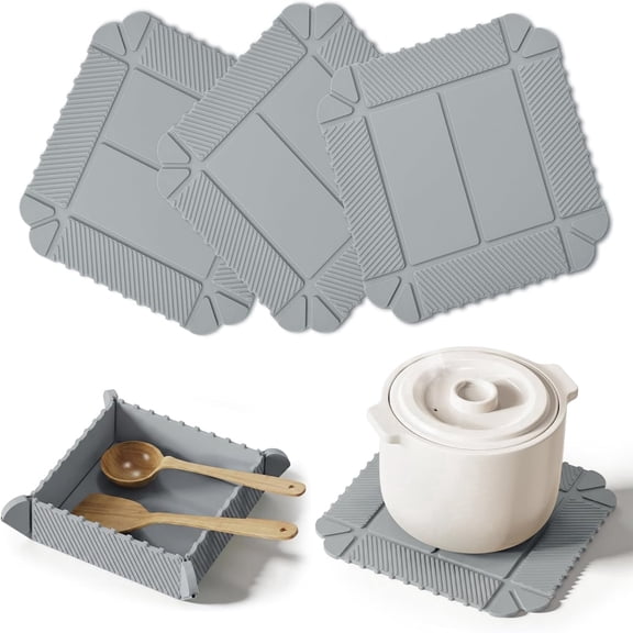 3 Pack Magnetic Silicone Trivets, Kitchen Trivets for Countertops, Non-Slip Hot Pads Potholders for Oven, Table(xxw)