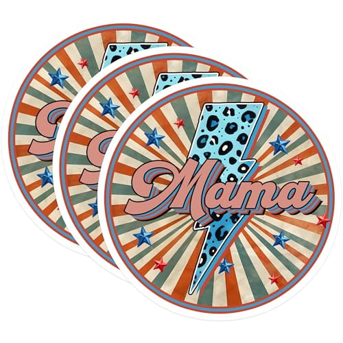 (3 Pack) Mama Decals - Leopard Lightning Bolt - Mother's Day Decoration - 3 Inches On Longest Side - Easy Peel & Apply - Made in USA - 3MCS6216