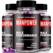 3 Pack ManPower Gummies, Official ManPower ME Gummies, All Natural Supplement To Support Extreme Stamina and Overall Wellness, Premium Gummy Reviews 180 Gummies