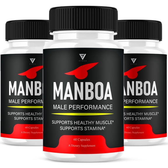 (3 Pack) Manboa Male Support, Man Boa Male Performance (180 Capsules)