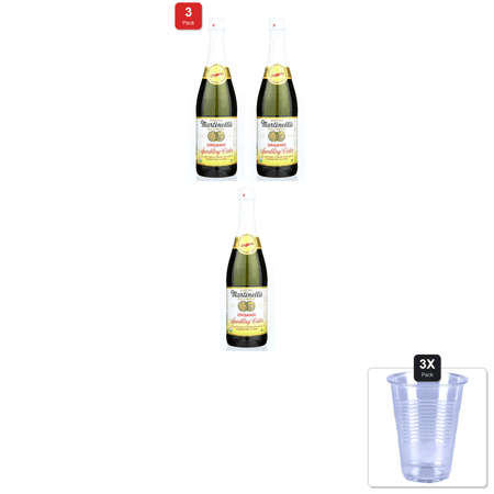 3 Pack | Martinelli Juice Sparkling Cider Organic, 25.4 Oz & 3x Disposable Cup