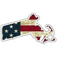 thumbnail image 1 of 3 Pack - Massachusetts State Shaped American Flag Pro US Vinyl Bumper Sticker Decal, 1 of 3