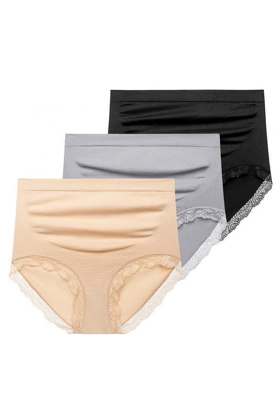 3-Pack Maternity Panties High Waist Lace Panties for Pregnancy Briefs Soft Maternity Briefs