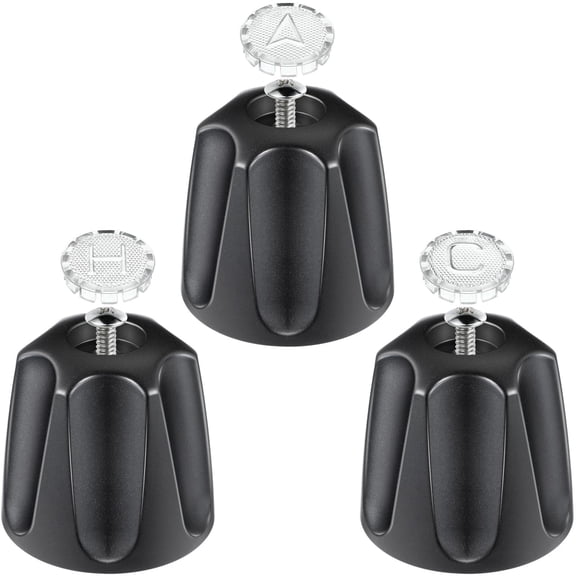 Rulwuck 3 Piece Metal Shower Knob Replacement, Compatible with Price Pfister Verve Tub Shower, Bathtub Faucet Handle Remodel Trim Kit, 1 Hot, 1 Cold, 1 Diverter with 3 Screws, Matte Black