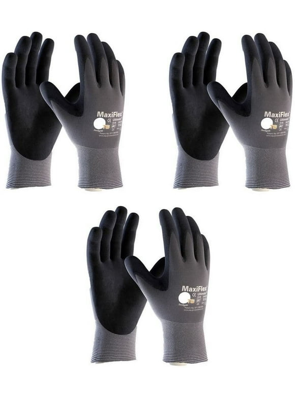 3 Pack MaxiFlex 34-874/XS Gloves Nitrile Micro-Foam Grip Palm & Fingers - Excellent Grip and Abrasion Resistance - Seamless Nylon with Lycra Liner Size-XS/3 Pair's