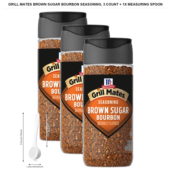 3 Pack | McCormick Grill Mates Brown Sugar Bourbon Seasoning, 3 oz Each with 1x Measuring Spoon