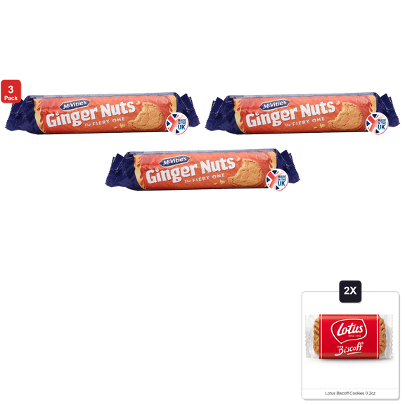 3 Pack | Mcvities Ginger Nuts 250G & 2x Lotus Biscoff Cookies 0.2oz