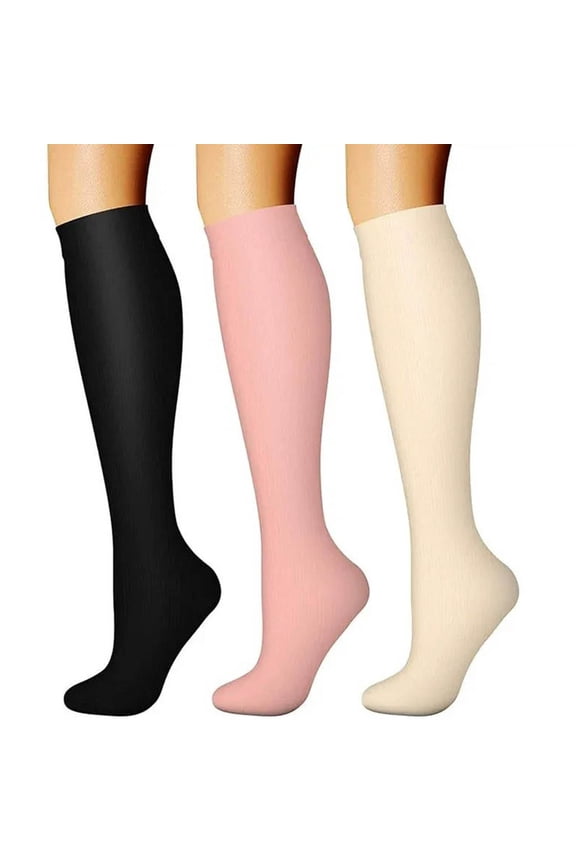 3-Pack Medical Compression Socks 15-20 mmHg for Women Men Knee High Athletic Support Running Travel Nurse Circulation Performance Socks Sports Recovery