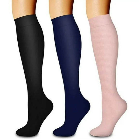 3-Pack Medical Compression Socks 15-20 mmHg for Women Men Knee High Athletic Support Running Travel Nurse Circulation Performance Socks Sports Recovery
