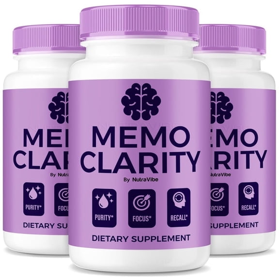 (3 Pack) Memo Clarity Pills  Daily Formula with a Natural Blend to Help Maintain Focus, Memory & Concentration | Clean, Gentle, Easy-to-Swallow Capsules for Everyday Sharpness (180 Capsules)
