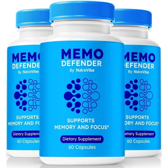 (3 Pack) Memo Defender Brain and Memory Pills  Premium MemoDefender Tablets for Memory, Focus, and Cognitive Support, Vitamins for Mental Clarity, Reviews (180 Capsules)