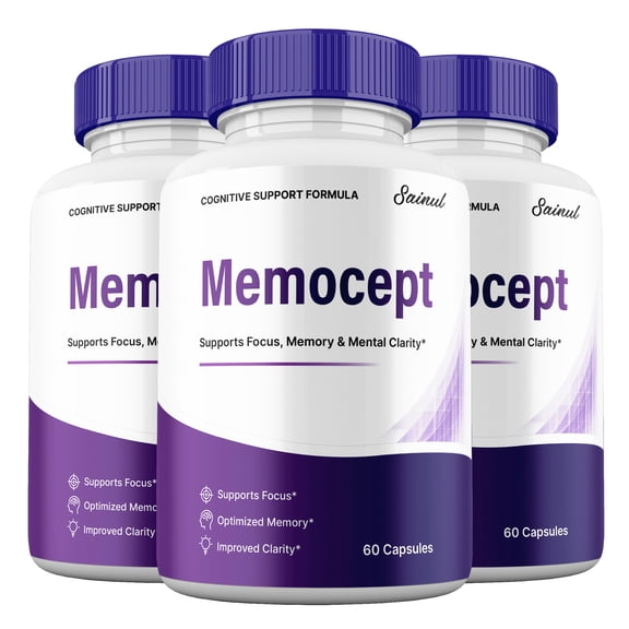 (3 Pack) MemoCept Capsules, Memo Cept Maximum Strength Pills, Advanced Brain Supplement