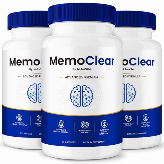 (3 Pack) MemoClear Pills  Daily Formula with a Natural Blend to Help Maintain Focus, Memory & Concentration | Clean, Gentle, Easy-to-Swallow Capsules for Everyday Sharpness (180 Capsules)