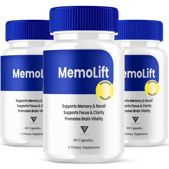 (3 Pack) MemoLift Brain Health Supplement, Memo Lift Focus Support (180 Capsules)