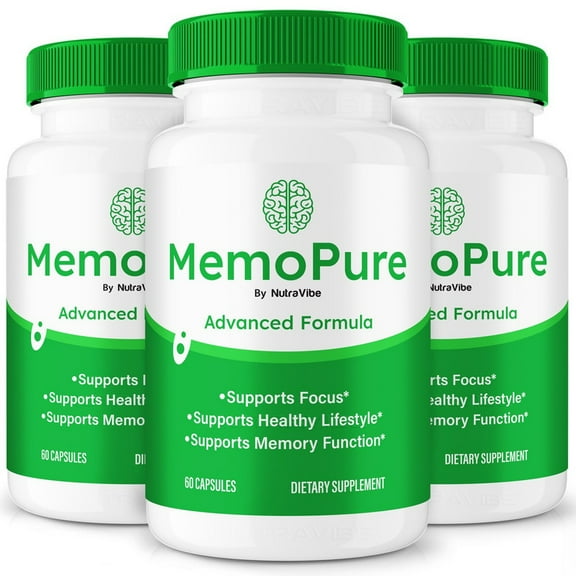 (3 Pack) MemoPure  Daily Formula with a Natural Blend to Help Maintain Focus, Memory & Concentration | Clean, Gentle, Easy-to-Swallow Capsules for Everyday Sharpness (180 Capsules)