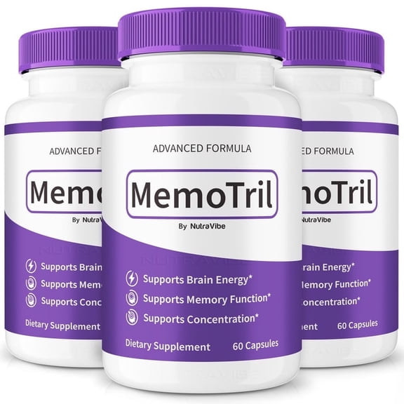 (3 Pack) MemoTril Daily Formula with a Natural Blend to Help Maintain Focus, Memory & Concentration | Clean, Gentle, Easy-to-Swallow Capsules for Everyday Sharpness (180 Capsules)