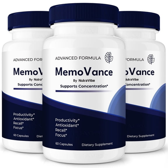 (3 Pack) MemoVance Pills – Daily Formula with a Natural Blend to Help Maintain Focus, Memory & Concentration | Clean, Gentle, Easy-to-Swallow Capsules for Everyday Sharpness (180 Capsules)