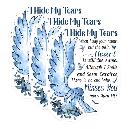 (3 Pack) Memorial Decals - Bereavement Sticker - Remembrance Decal - 3 Inches On Longest Side - Easy Peel & Apply - Made in USA - 3MCS4878