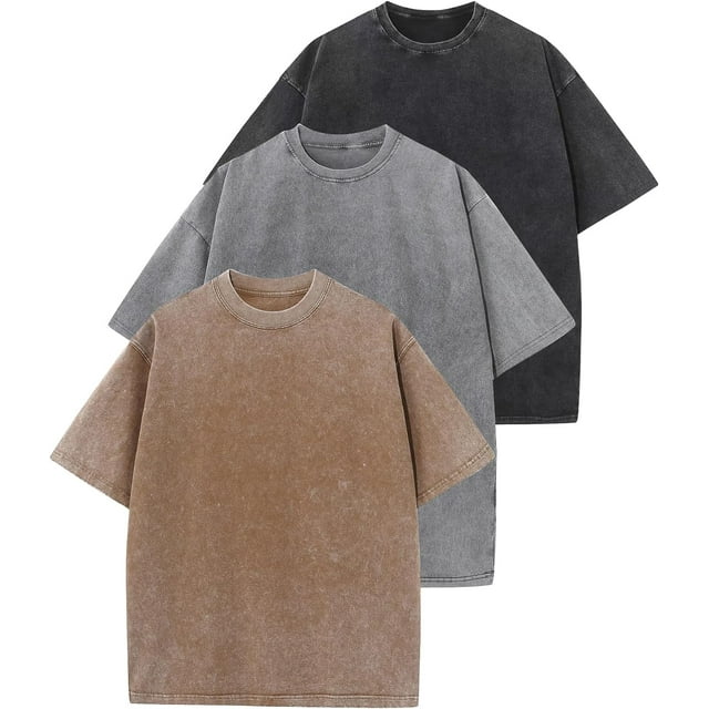 3 Pack Men Oversized T Shirts Vintage Tee Loose Fit Short Sleeve Casual ...