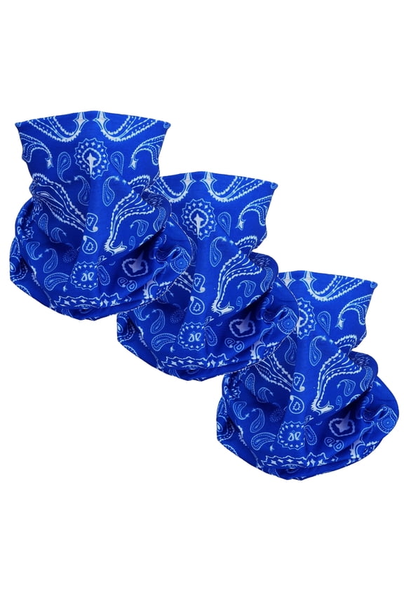 3 Pack Men Women Royal Blue Paisley Tube Bandana Balaclava Neck Gaiter Face Mask Motorcycle Bike Ski