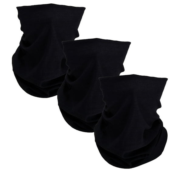 3 Pack Men Women Solid Black Paisley Tube Bandana Balaclava Neck Gaiter Face Mask Motorcycle Bike Ski