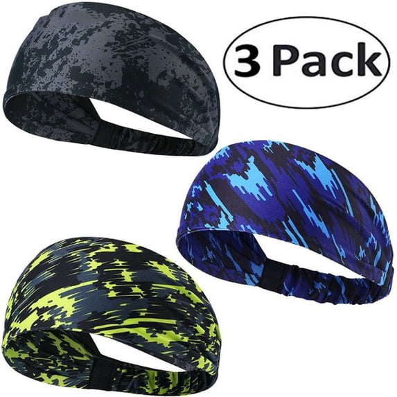 3 Pack Men Women Sports Sweatband Elastic Wicking Non Slip Headbands for Running Yoga Travel Fitness Headscarf