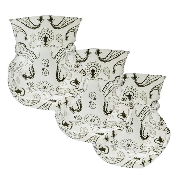 3 Pack Men Women White Paisley Tube Bandana Balaclava Neck Gaiter Face Mask Motorcycle Bike Ski