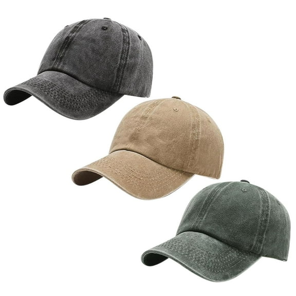 3 Pack Men Womens Baseball Cap Washed Cotton Dad Hats Plain Retro Adjustable Baseball Cap