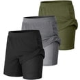 thumbnail image 1 of 3-Pack Men’s 2-in-1 Athletic Gym Shorts with Liner – Quick Dry, Stretch Workout Running Shorts, 1 of 7
