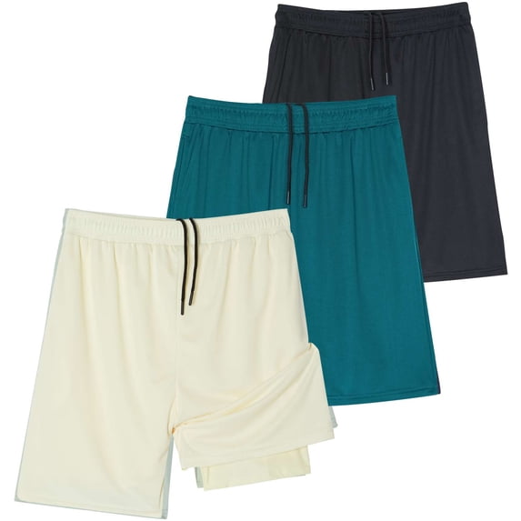 3 Pack: Men's 2 in 1 Dry-Fit 7" Running Shorts with Compression Liner Pockets - Workout Gym (Available in Big & Tall)
