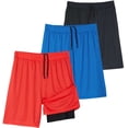 thumbnail image 1 of 3 Pack: Men's 2 in 1 Dry-Fit 7" Running Shorts with Compression Liner Pockets - Workout Gym (Available in Big & Tall), 1 of 6