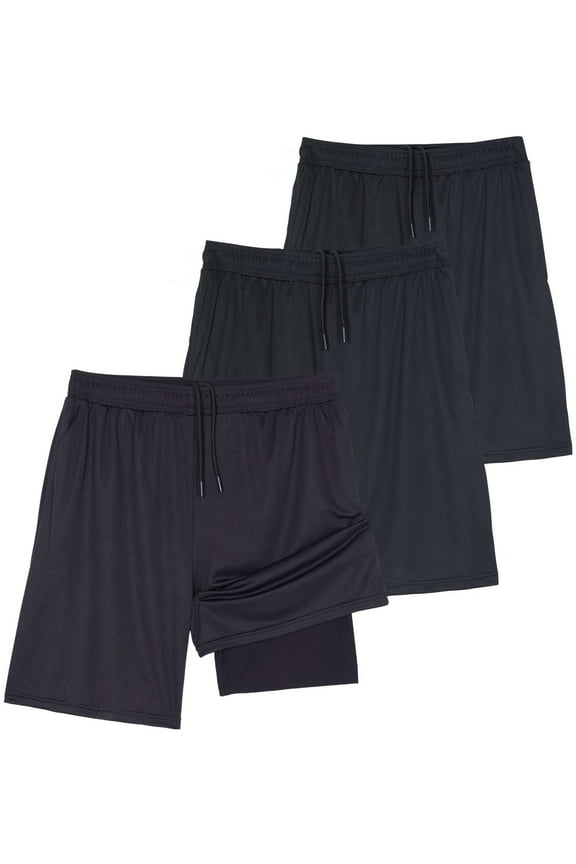 3 Pack: Men's 2 in 1 Dry-Fit 7" Running Shorts with Compression Liner Pockets - Workout Gym (Available in Big & Tall)