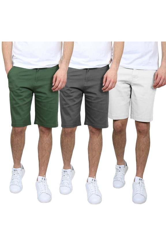 3-Pack Men's 5-Pocket Flat-Front Stretch Twill Chino Shorts (Size 30-42)