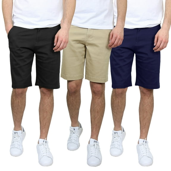 3-Pack Men's 5-Pocket Flat-Front Stretch Twill Chino Shorts (Size 30-42)