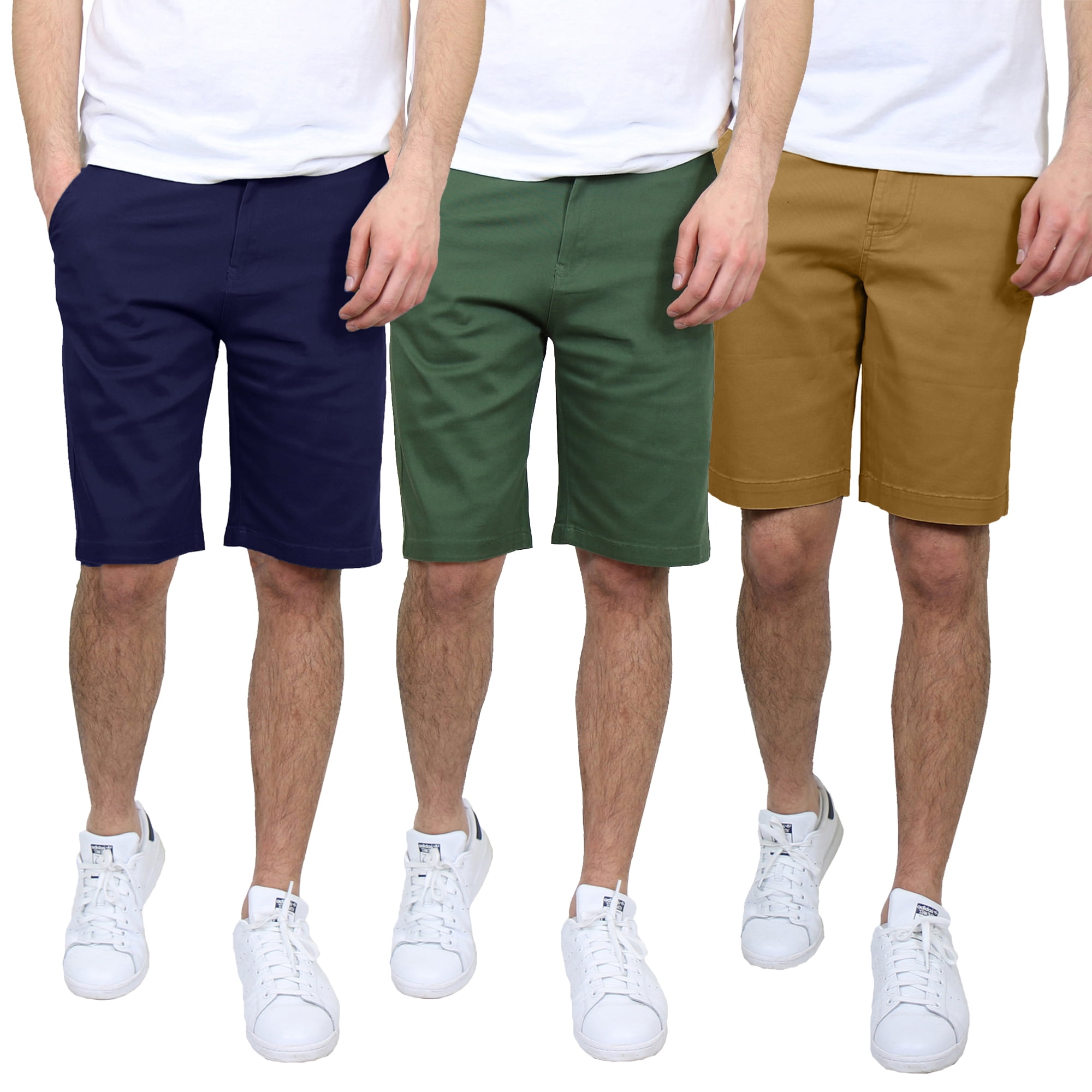 3-Pack Men's 5-Pocket Flat-Front Stretch Twill Chino Shorts (Size 30-42 ...