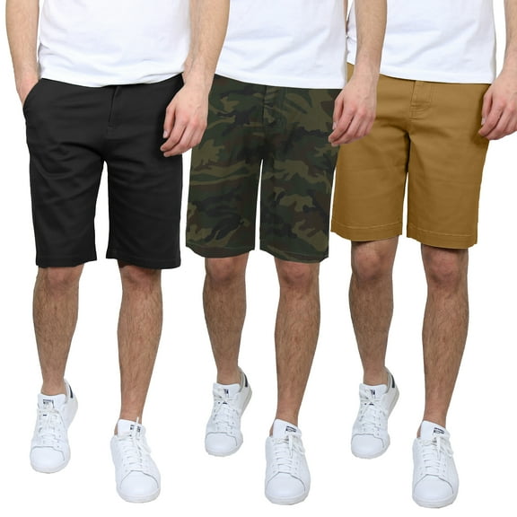 3-Pack Men's 5-Pocket Flat-Front Stretch Twill Chino Shorts (Size 30-42)