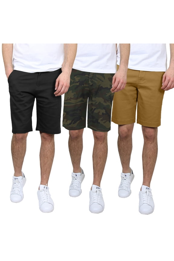3-Pack Men's 5-Pocket Flat-Front Stretch Twill Chino Shorts (Size 30-42)