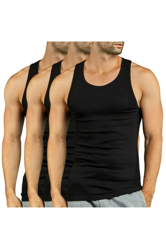 3 Pack Men's A-Shirts 100% Cotton Ribbed Underwear Tank Top Solid Casual Menswear S-3XL Regular Big & Tall Workout Breathable Sleeveless Plain Classic