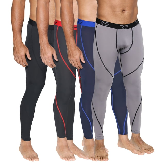 3 Pack Men's Active Compression Pants Workout Base Layer Tights