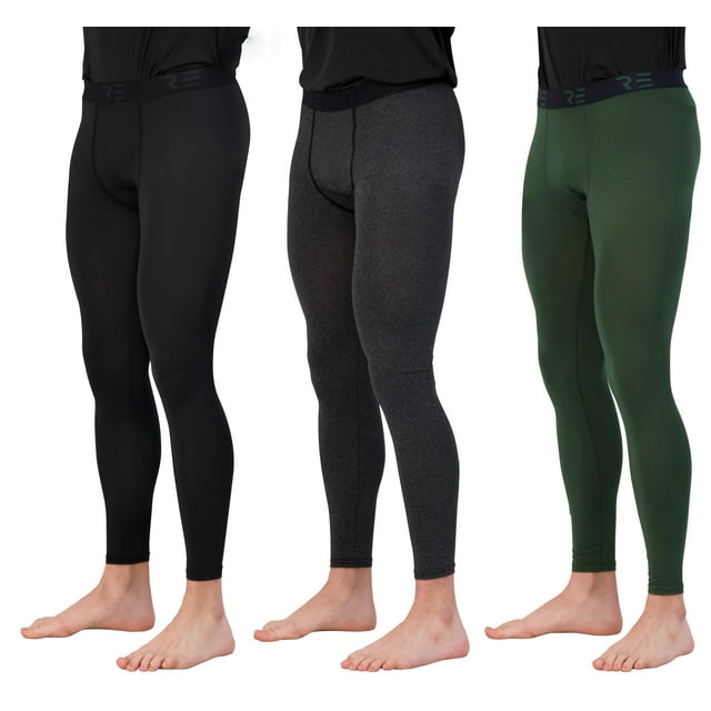 3 Pack Men's Active Compression Pants Workout Base Layer Tights