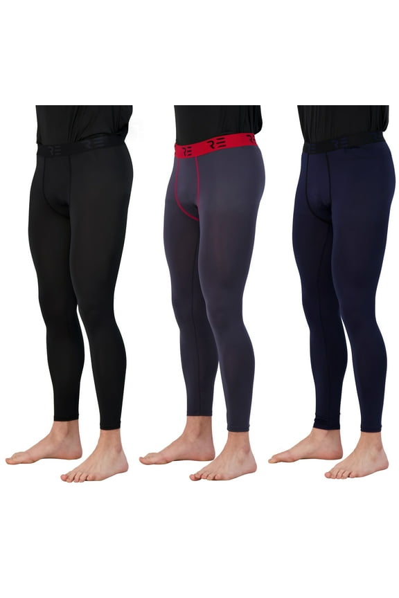 3 Pack: Men's Active Compression Pants - Workout Base Layer Tights Running Leggings (Available in Big & Tall)