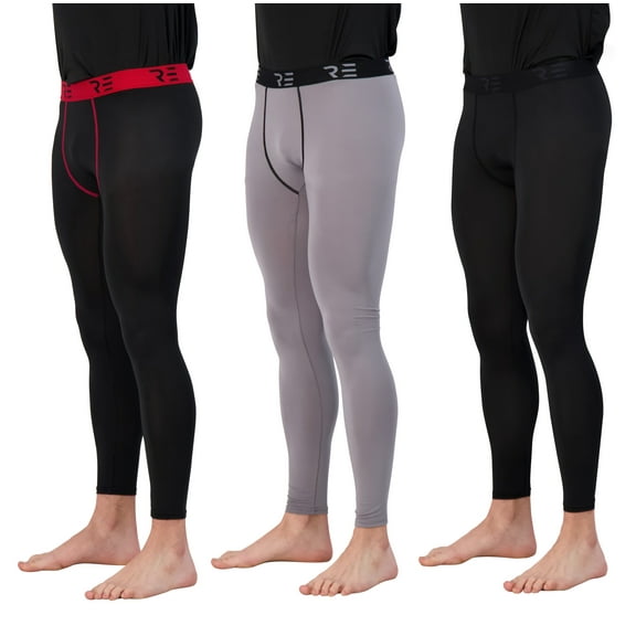 3 Pack: Men's Active Compression Pants - Workout Base Layer Tights Running Leggings (Available in Big & Tall)