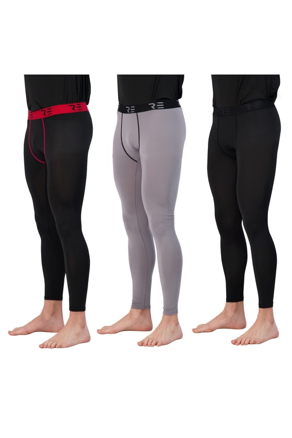 3 Pack: Men's Active Compression Pants - Workout Base Layer Tights Running Leggings (Available in Big & Tall)
