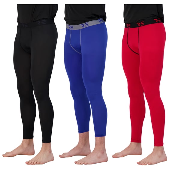 3 Pack: Men's Active Compression Pants - Workout Base Layer Tights Running Leggings (Available in Big & Tall)