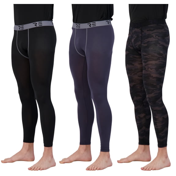 3 Pack: Men's Active Compression Pants - Workout Base Layer Tights Running Leggings (Available in Big & Tall)