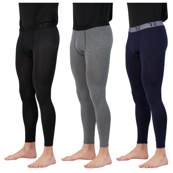 3 Pack: Men's Active Compression Pants - Workout Base Layer Tights Running Leggings (Available in Big & Tall)