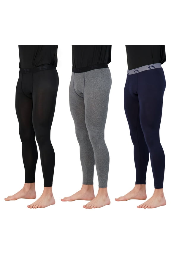 3 Pack: Men's Active Compression Pants - Workout Base Layer Tights Running Leggings (Available in Big & Tall)