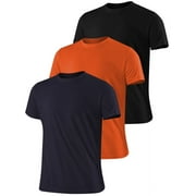 3 Pack Men s Active Quick Dry Crew Neck T Shirts | Athletic Running Gym Workout Short Sleeve Tee Tops