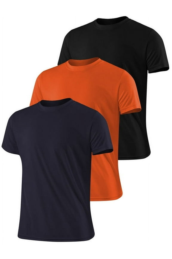 3 Pack Men’s Active Quick Dry Crew Neck T Shirts | Athletic Running Gym Workout Short Sleeve Tee Tops